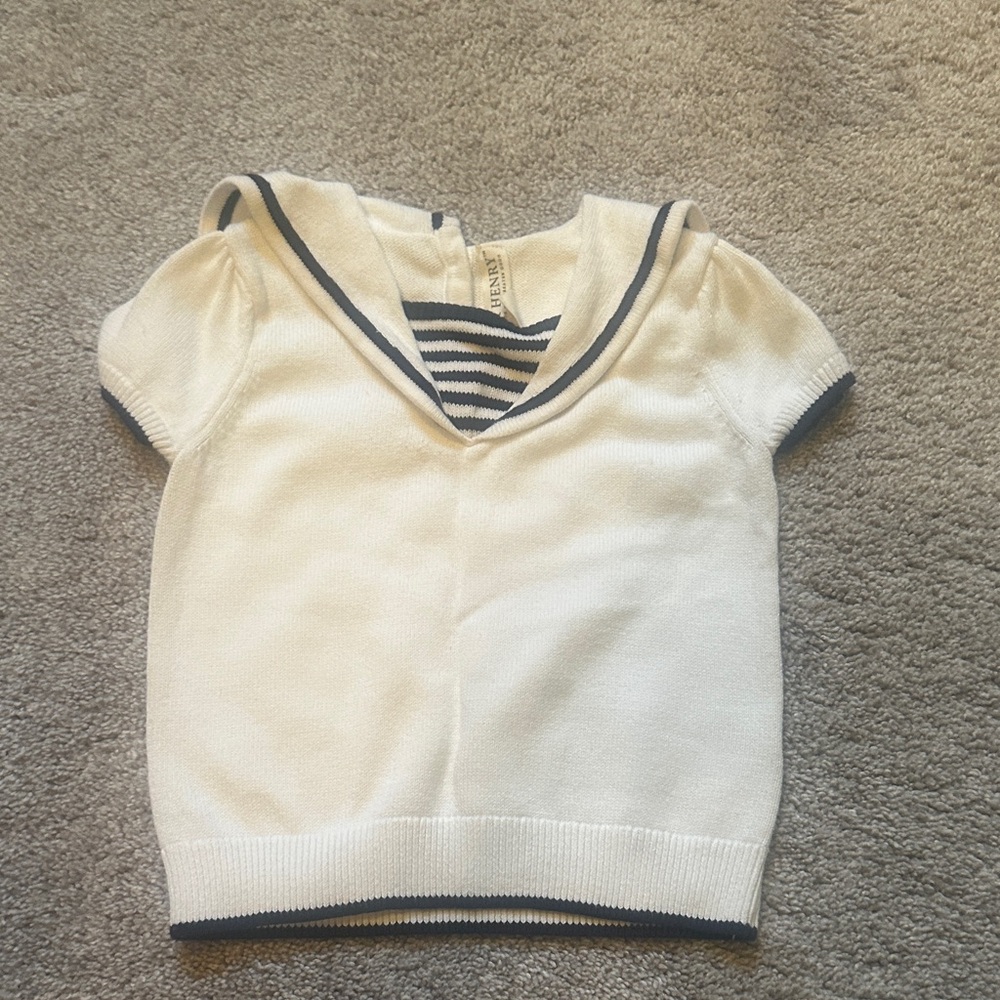 Classic White and Navy Kids Sailor Sweater